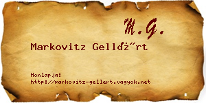 Markovitz Gellért névjegykártya
